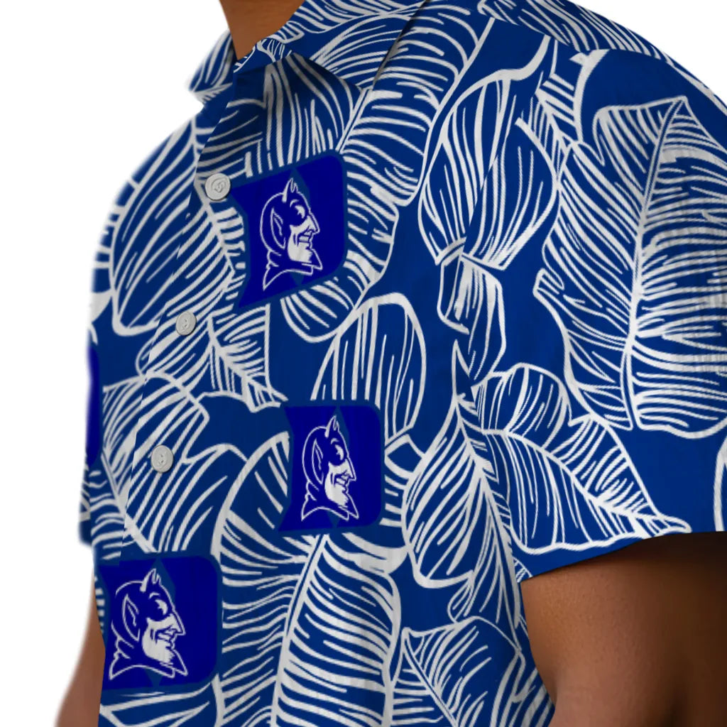Duke Blue Devils Hawaiian Shirt - Leaf Outline | Hula Hawaiian Shirts