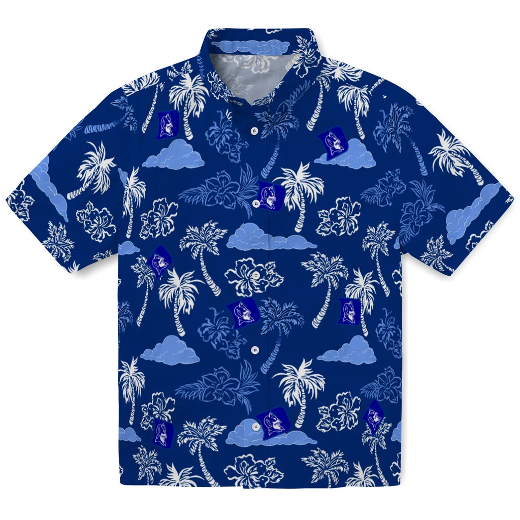 Duke Blue Devils Hawaiian Shirt - Palm And Clouds | Hula Hawaiian Shirts