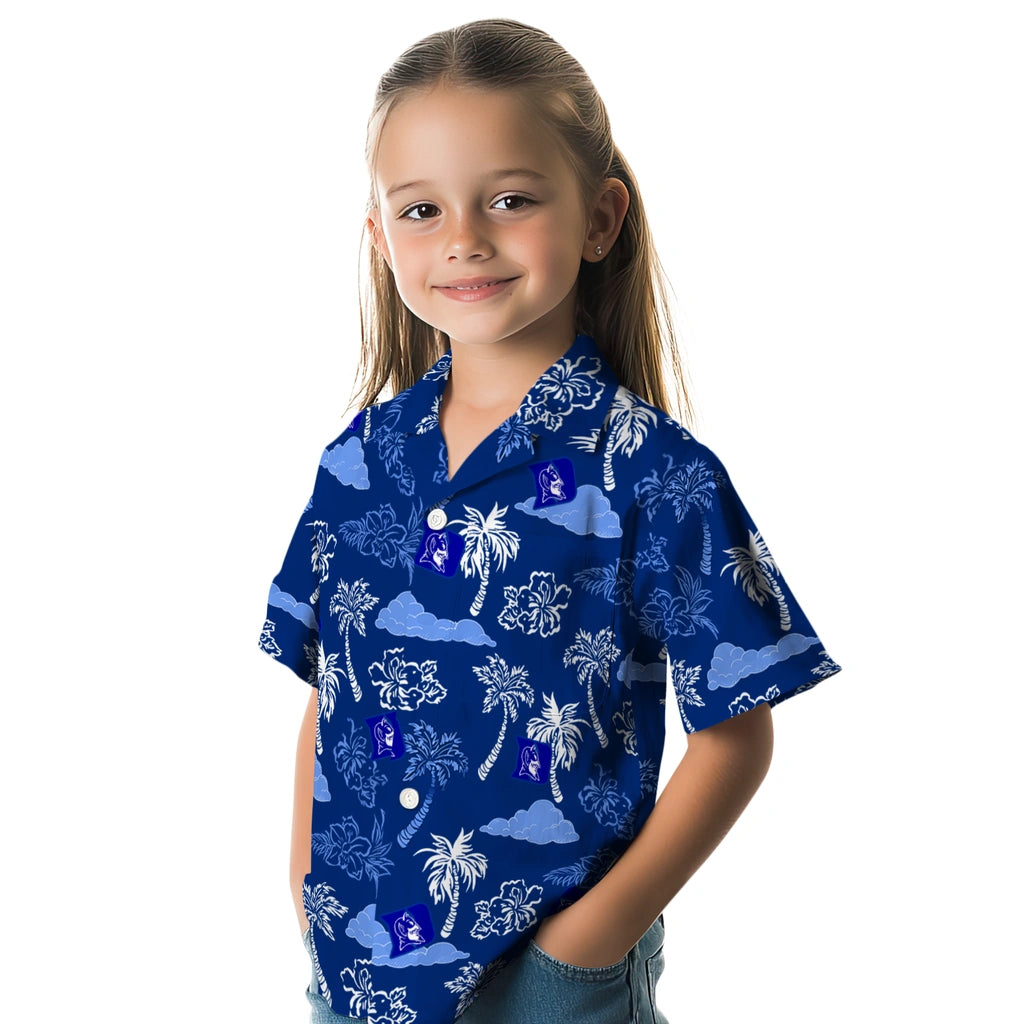 Duke Blue Devils Hawaiian Shirt - Palm And Clouds | Hula Hawaiian Shirts