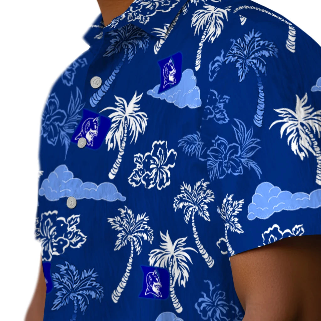 Duke Blue Devils Hawaiian Shirt - Palm And Clouds | Hula Hawaiian Shirts