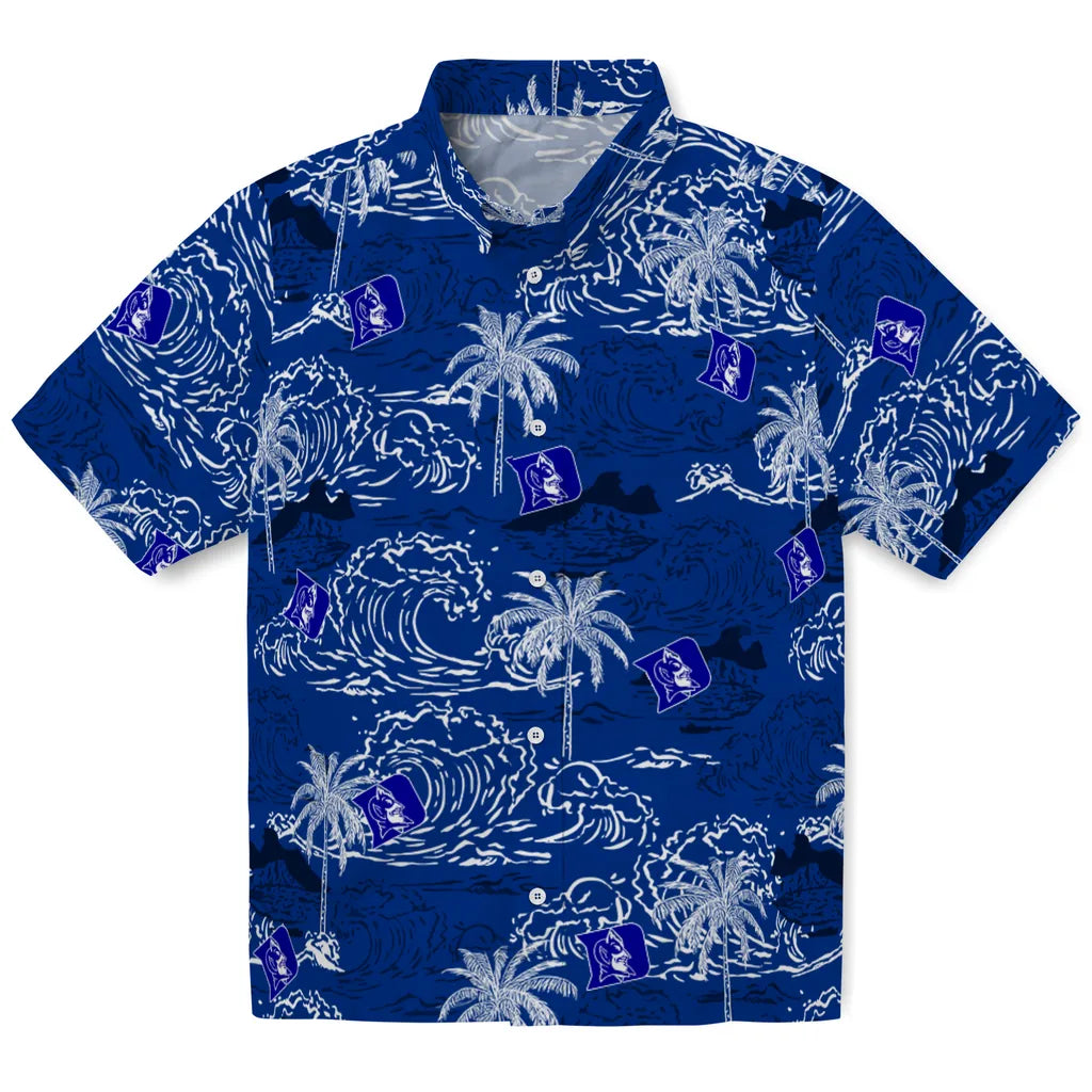 Duke Blue Devils Hawaiian Shirt - Wave Palm | Hula Hawaiian Shirts