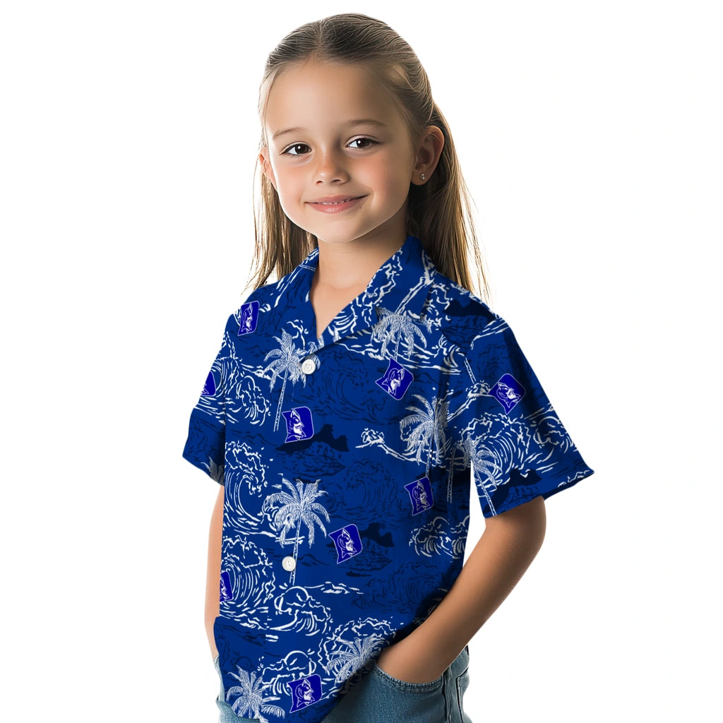 Duke Blue Devils Hawaiian Shirt - Wave Palm | Hula Hawaiian Shirts