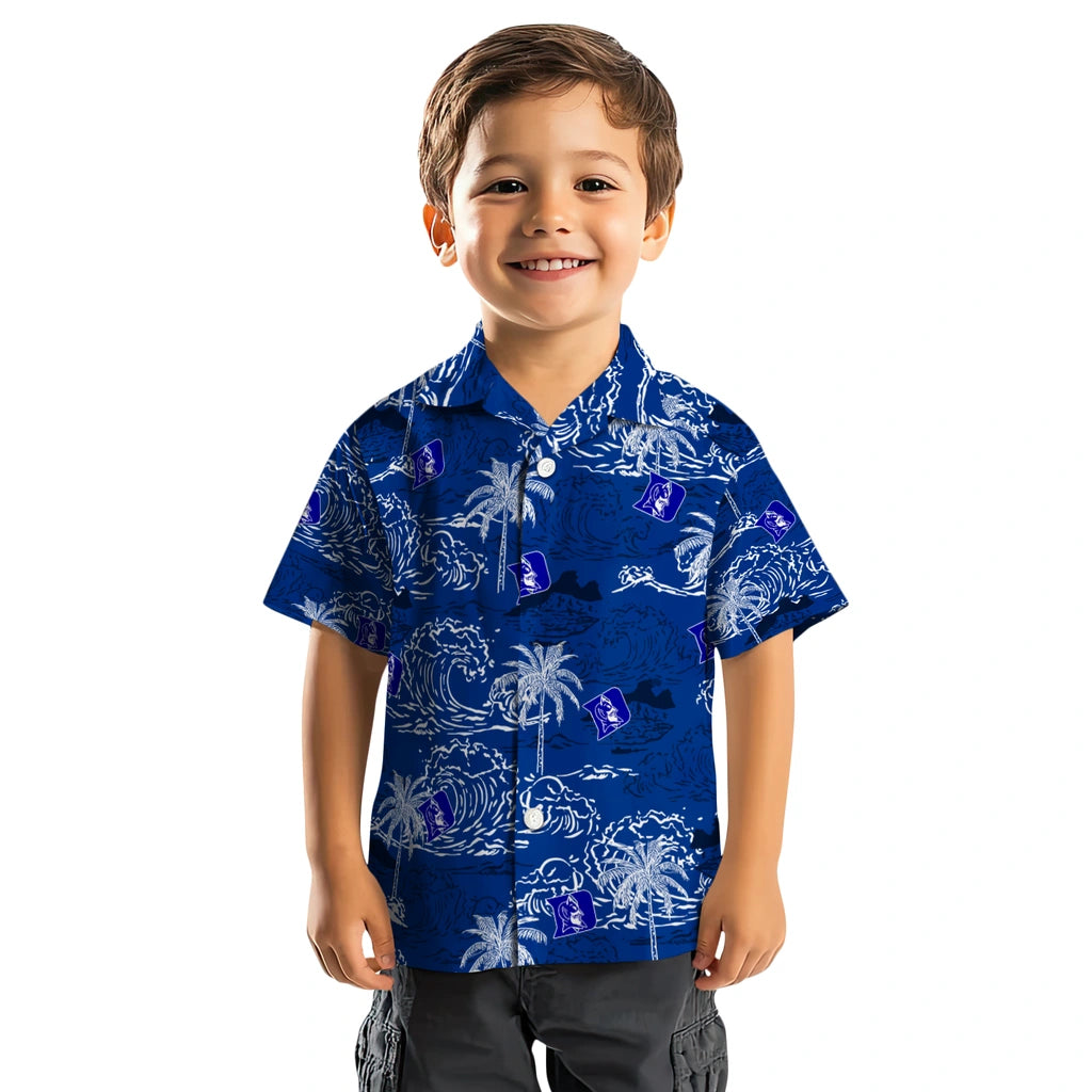 Duke Blue Devils Hawaiian Shirt - Wave Palm | Hula Hawaiian Shirts