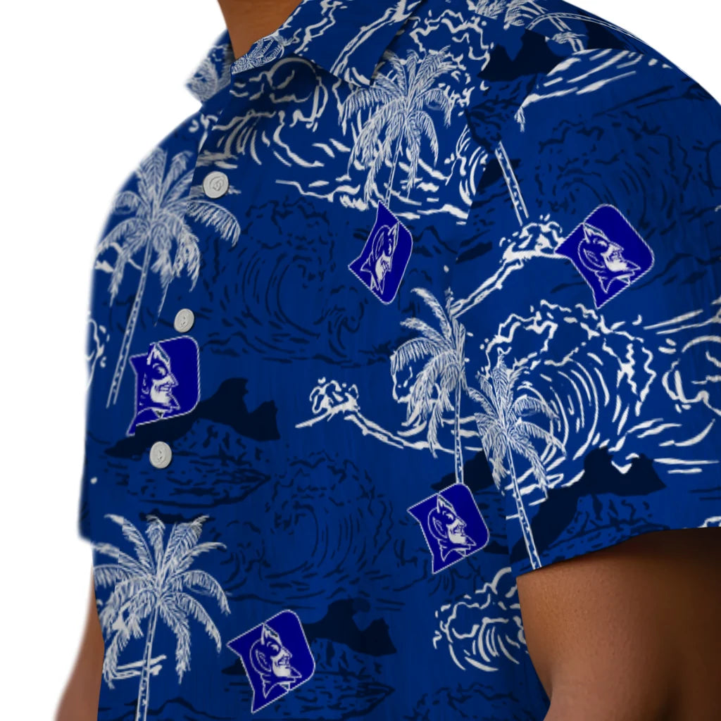 Duke Blue Devils Hawaiian Shirt - Wave Palm | Hula Hawaiian Shirts