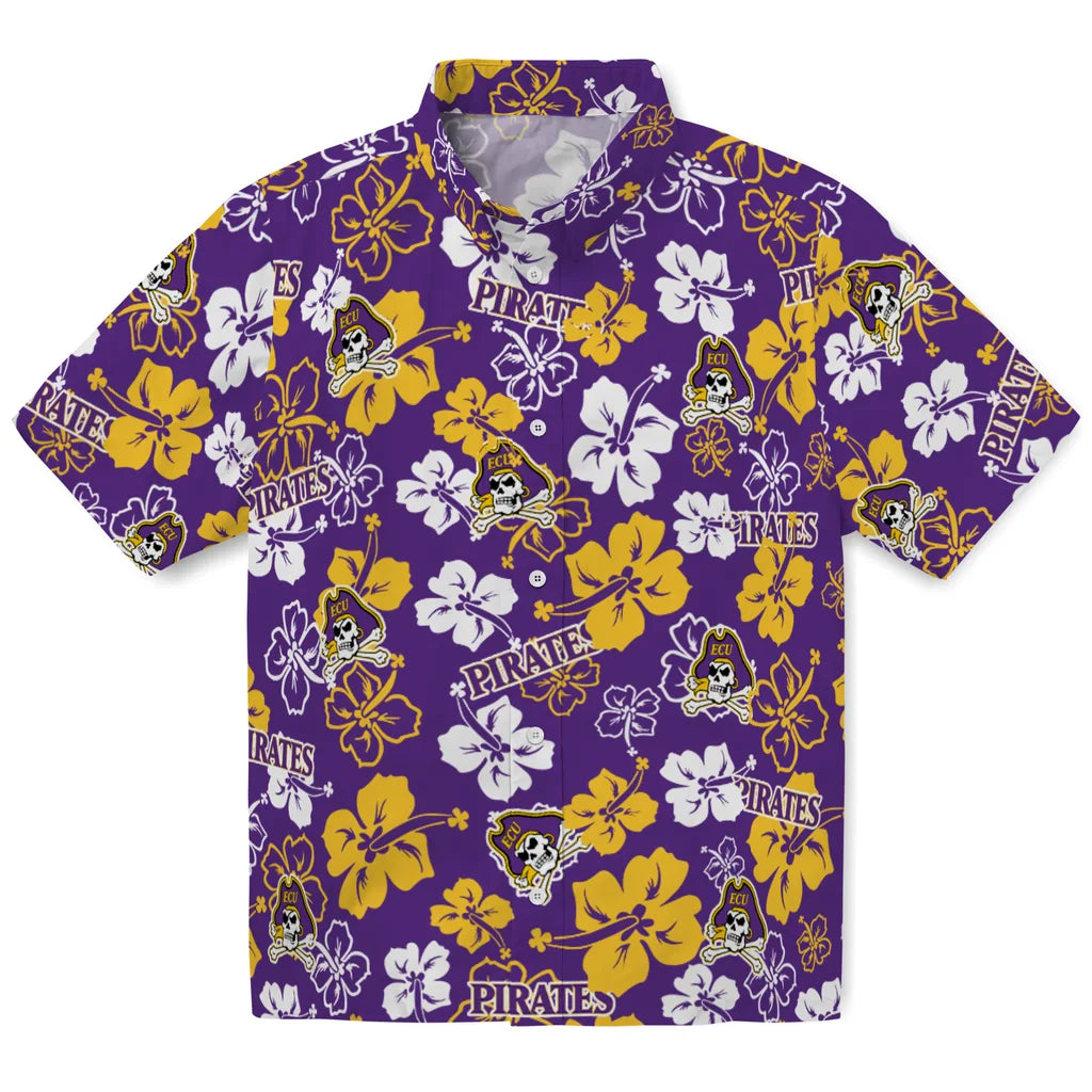 East Carolina Pirates Hawaiian Shirt - Hibiscus Flower Design | Hula Hawaiian Shirts