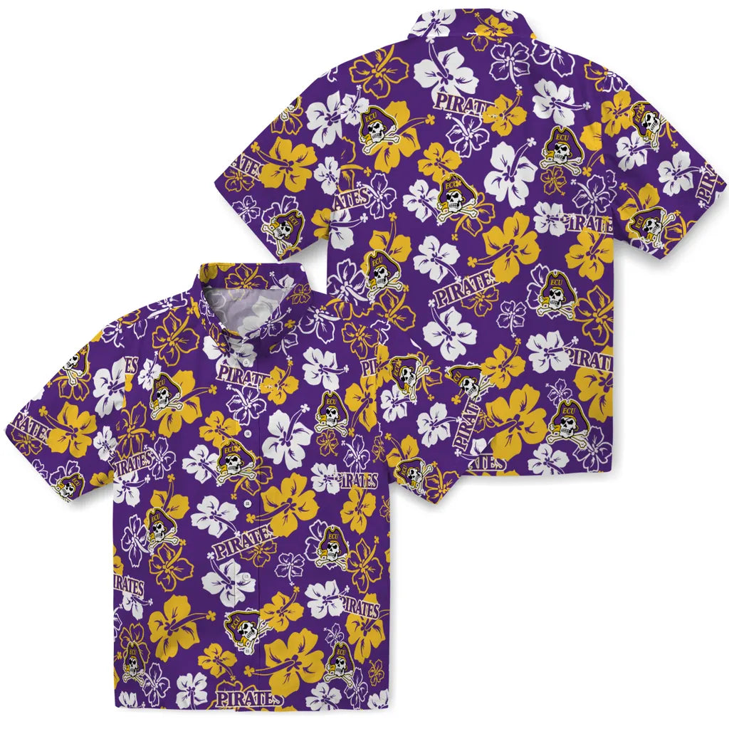 East Carolina Pirates Hawaiian Shirt - Hibiscus Flower Design | Hula Hawaiian Shirts