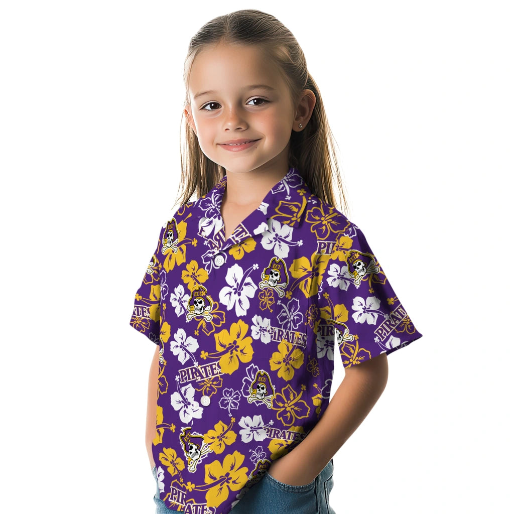 East Carolina Pirates Hawaiian Shirt - Hibiscus Flower Design | Hula Hawaiian Shirts