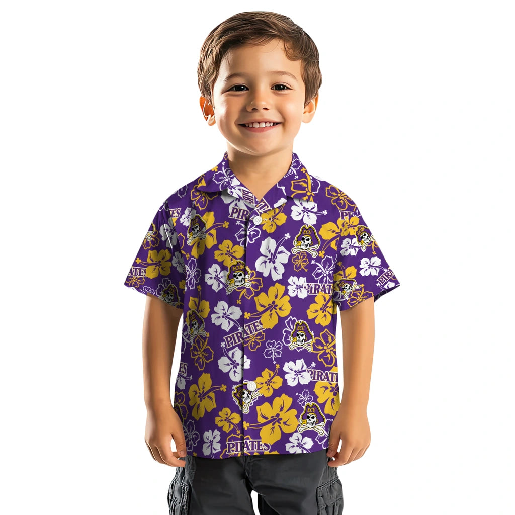 East Carolina Pirates Hawaiian Shirt - Hibiscus Flower Design | Hula Hawaiian Shirts