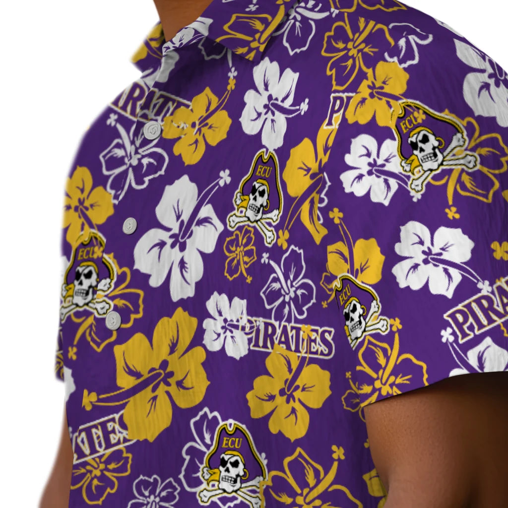 East Carolina Pirates Hawaiian Shirt - Hibiscus Flower Design | Hula Hawaiian Shirts