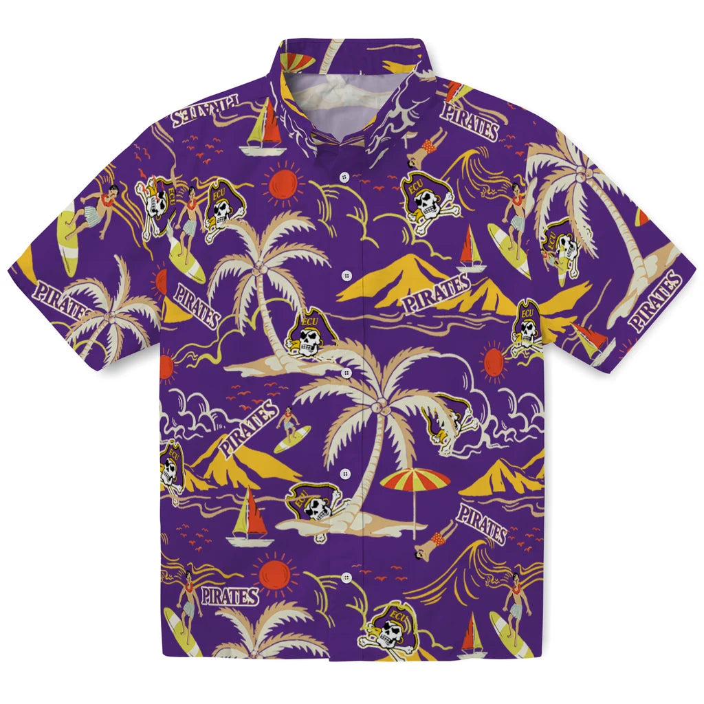 East Carolina Pirates Hawaiian Shirt - Palm Tree Island | Hula Hawaiian Shirts