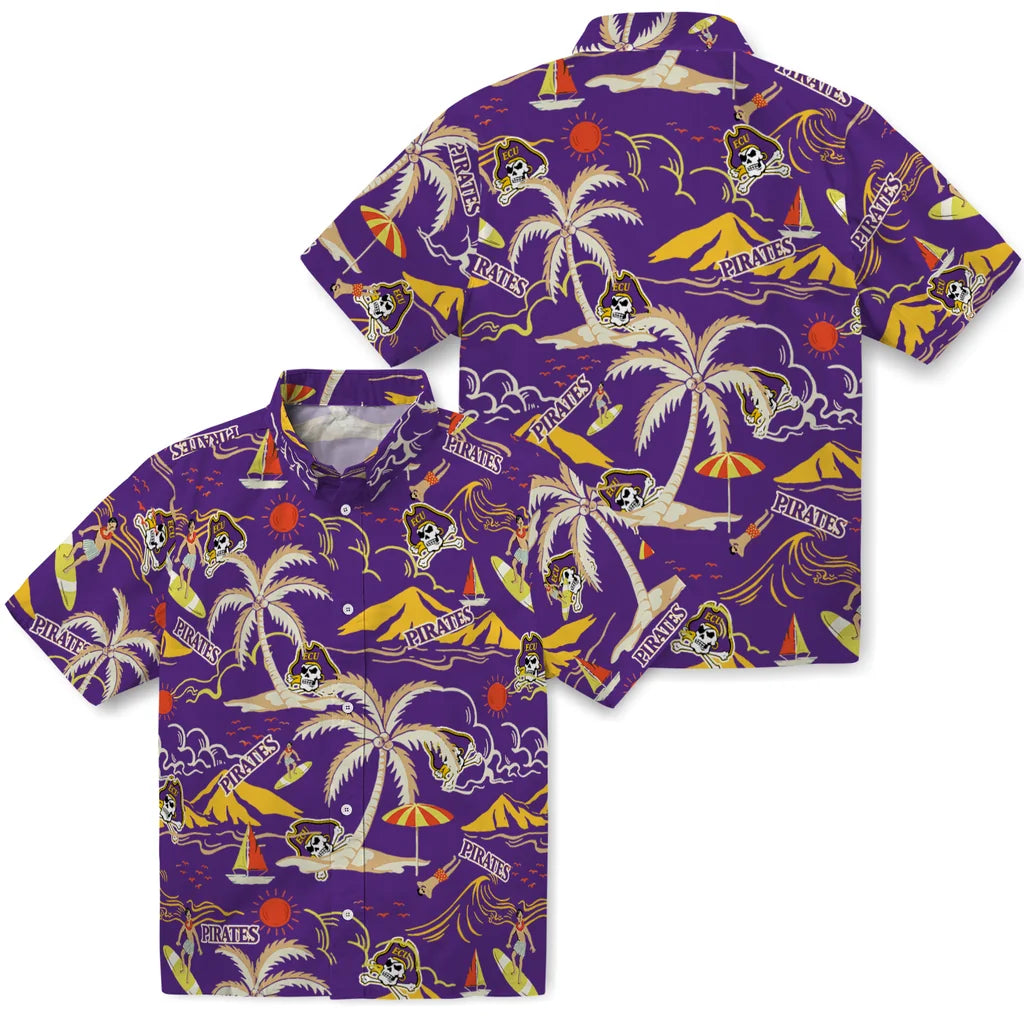 East Carolina Pirates Hawaiian Shirt - Palm Tree Island | Hula Hawaiian Shirts