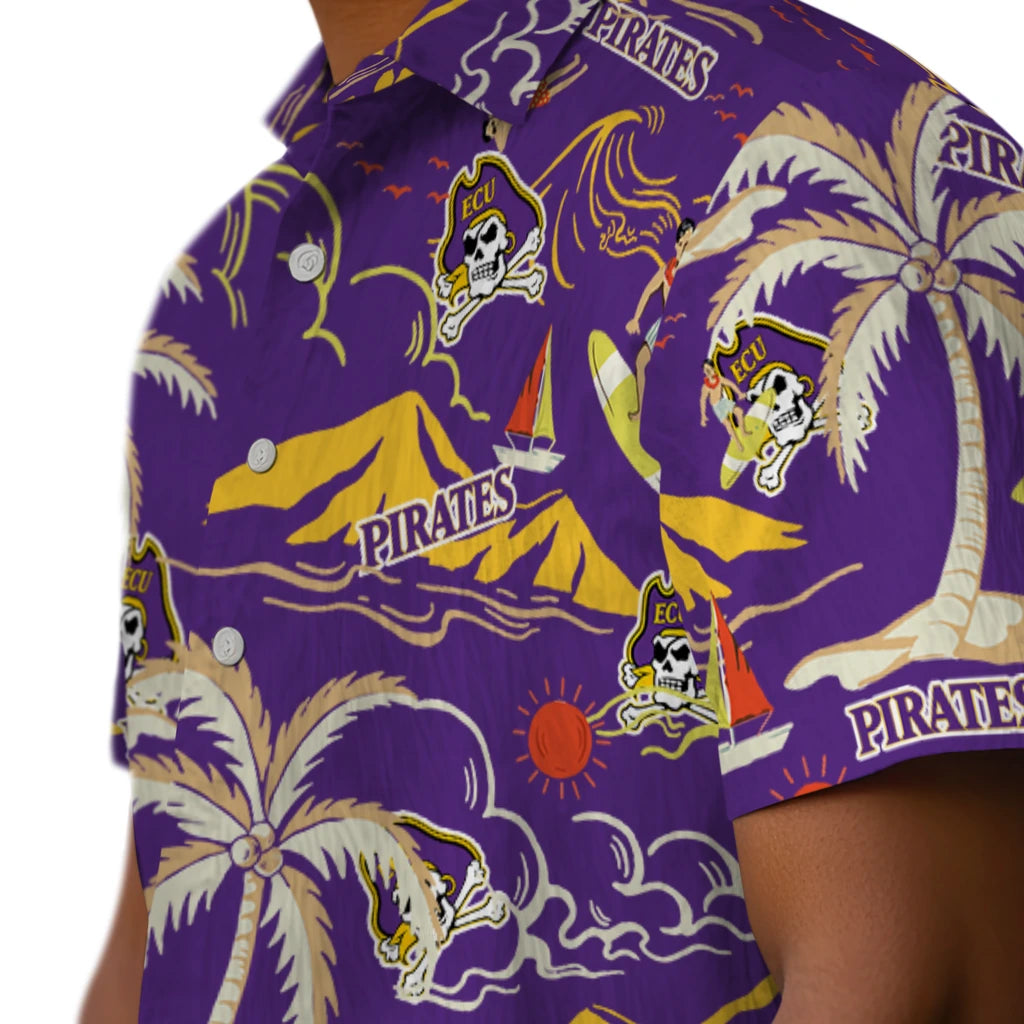 East Carolina Pirates Hawaiian Shirt - Palm Tree Island | Hula Hawaiian Shirts