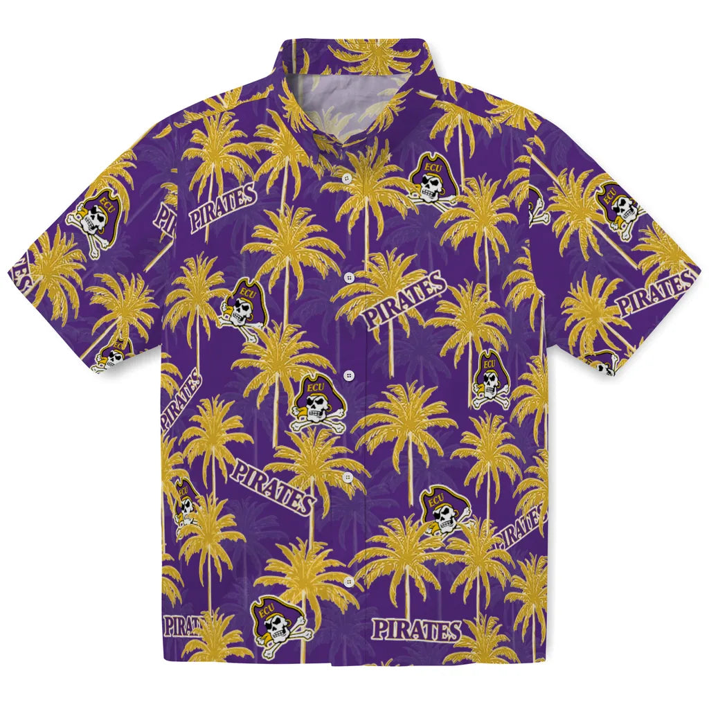 East Carolina Pirates Hawaiian Shirt - Palm Tree Motif | Hula Hawaiian Shirts
