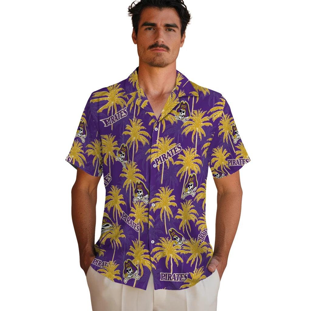 East Carolina Pirates Hawaiian Shirt - Palm Tree Motif | Hula Hawaiian Shirts
