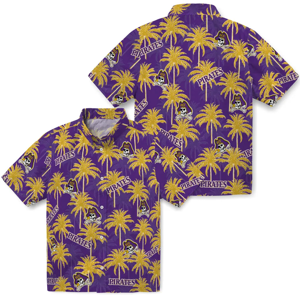 East Carolina Pirates Hawaiian Shirt - Palm Tree Motif | Hula Hawaiian Shirts