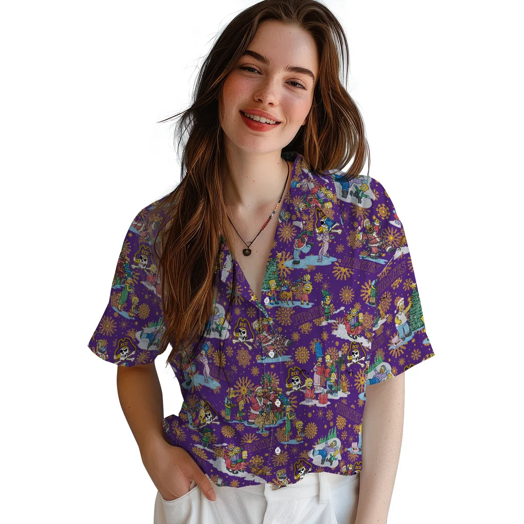 East Carolina Pirates Hawaiian Shirt - Simpsons Christmas | Hula Hawaiian Shirts