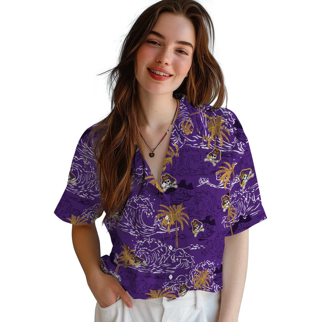 East Carolina Pirates Hawaiian Shirt - Wave Palm | Hula Hawaiian Shirts