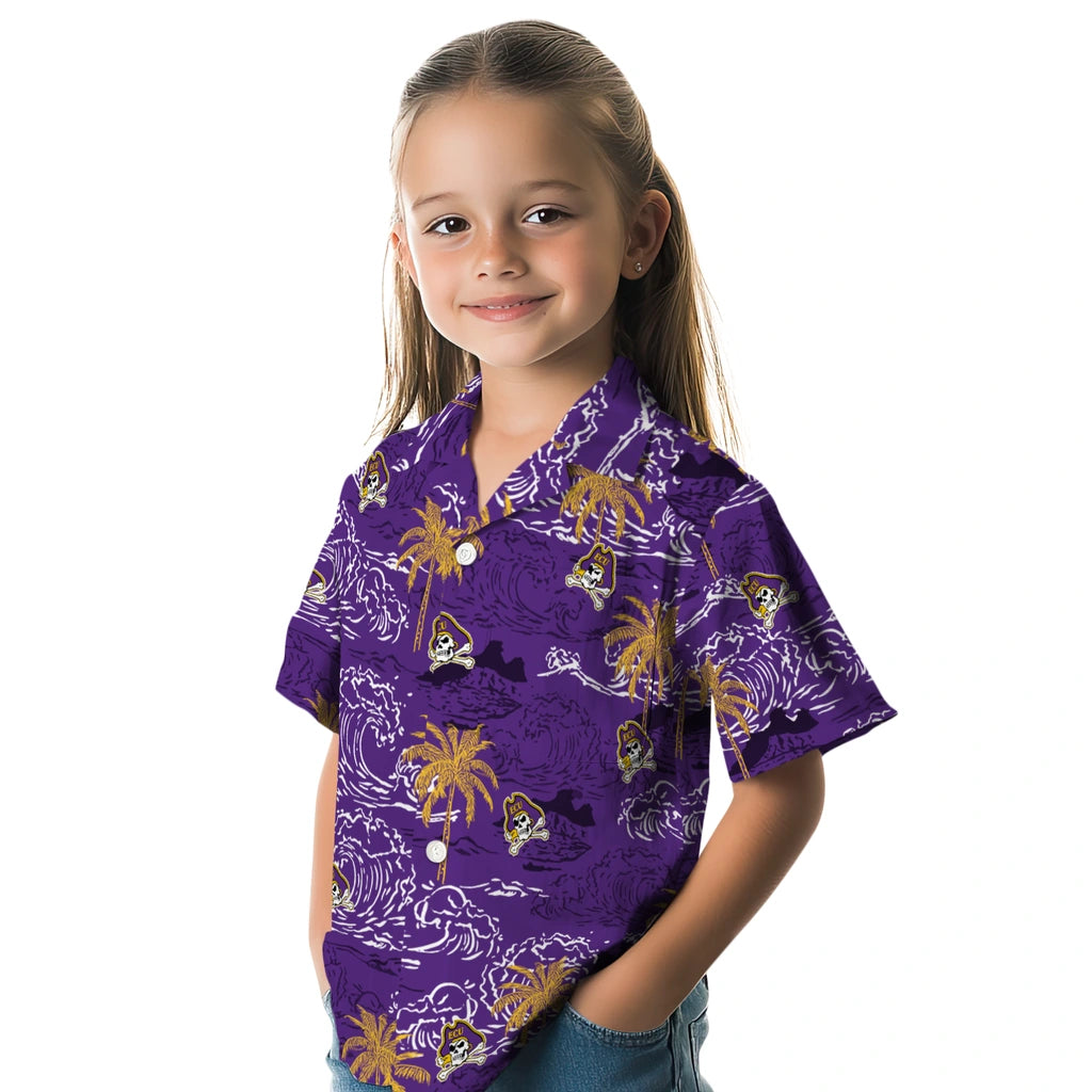 East Carolina Pirates Hawaiian Shirt - Wave Palm | Hula Hawaiian Shirts
