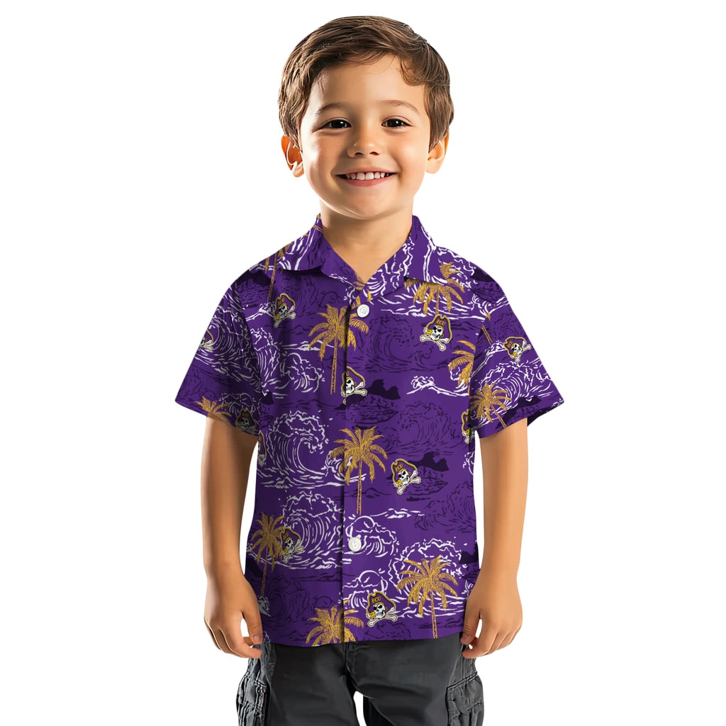 East Carolina Pirates Hawaiian Shirt - Wave Palm | Hula Hawaiian Shirts