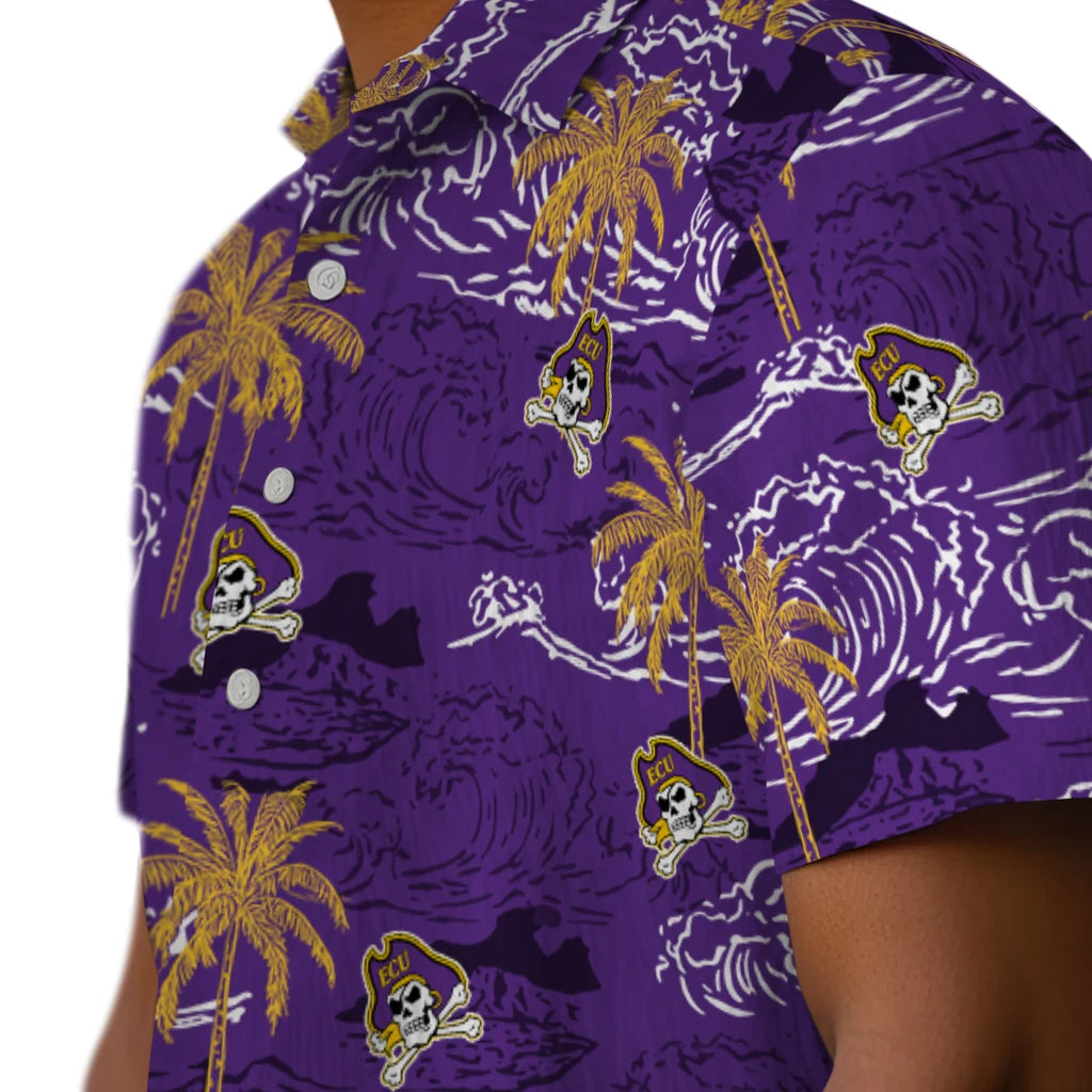 East Carolina Pirates Hawaiian Shirt - Wave Palm | Hula Hawaiian Shirts