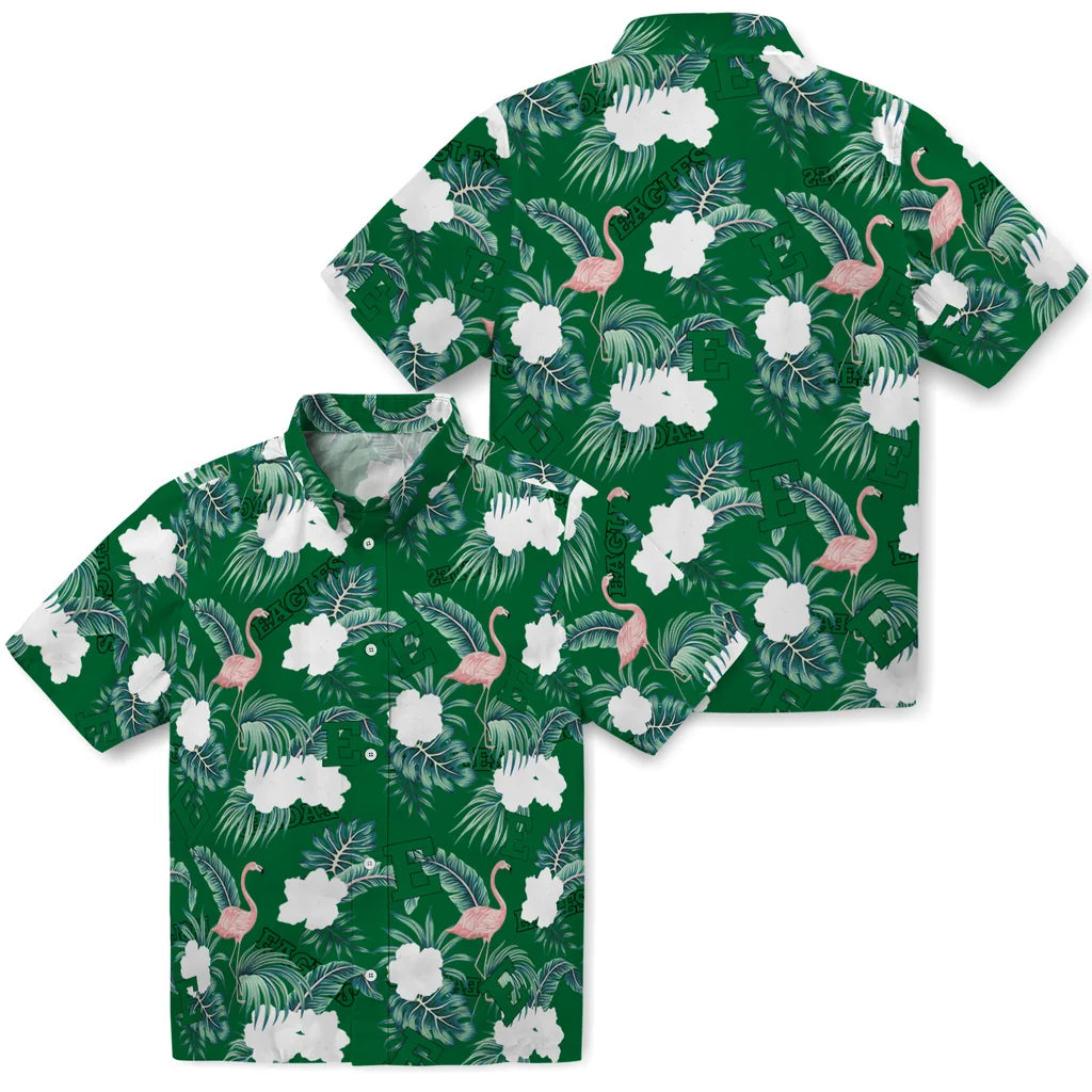 Eastern Michigan Eagles Hawaiian Shirt - Flamingo and Hibiscus | Hula Hawaiian Shirts