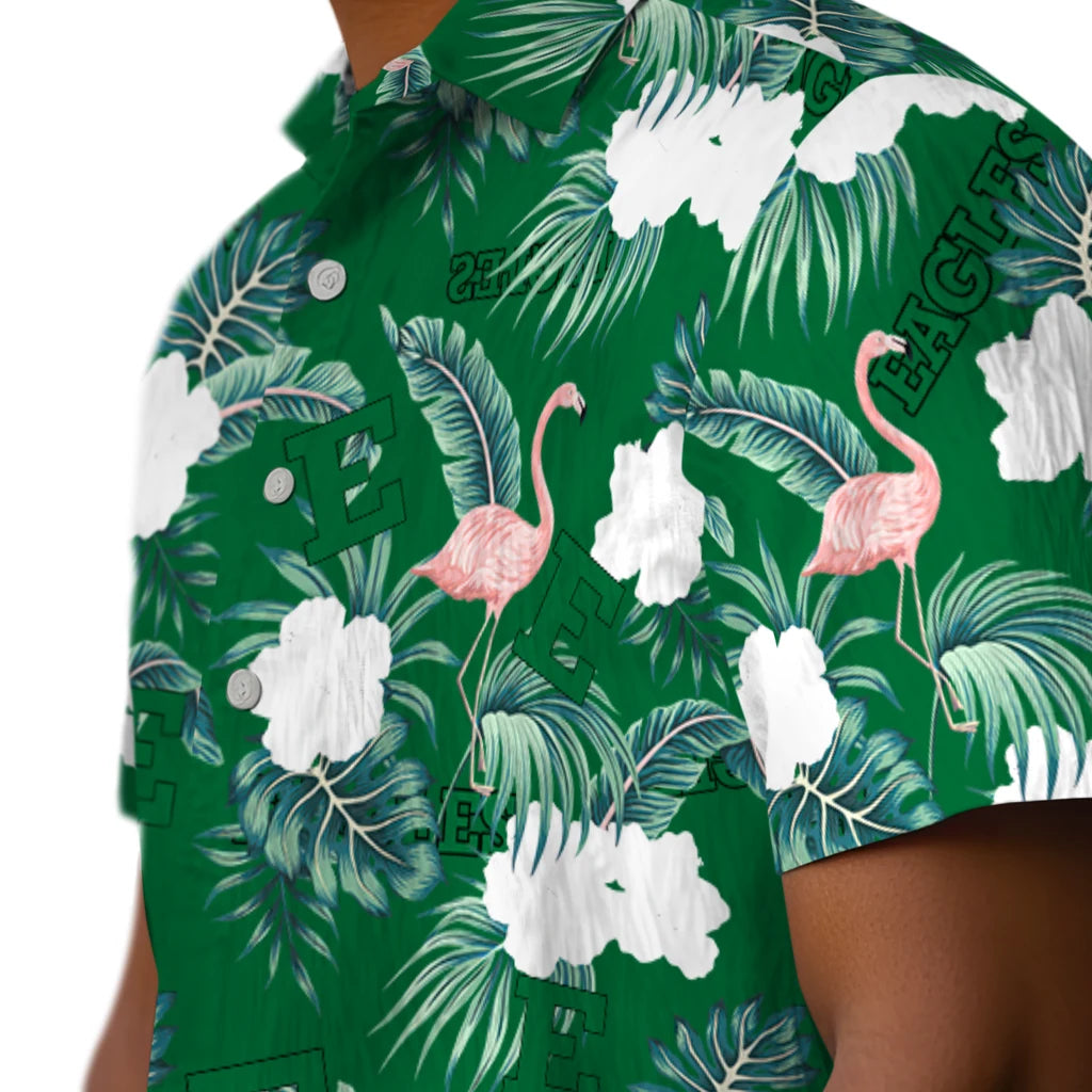 Eastern Michigan Eagles Hawaiian Shirt - Flamingo and Hibiscus | Hula Hawaiian Shirts