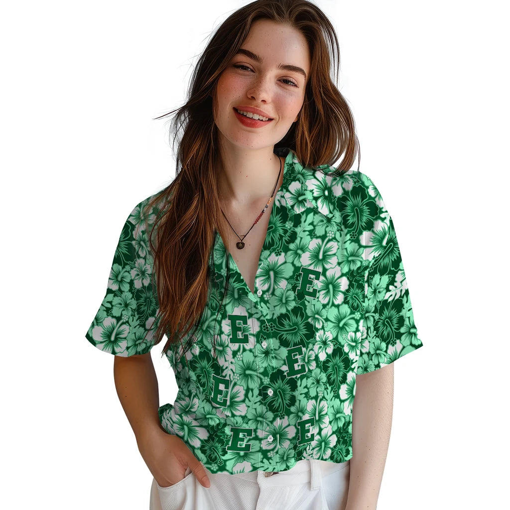 Eastern Michigan Eagles Hawaiian Shirt - Hibiscus Blooms | Hula Hawaiian Shirts
