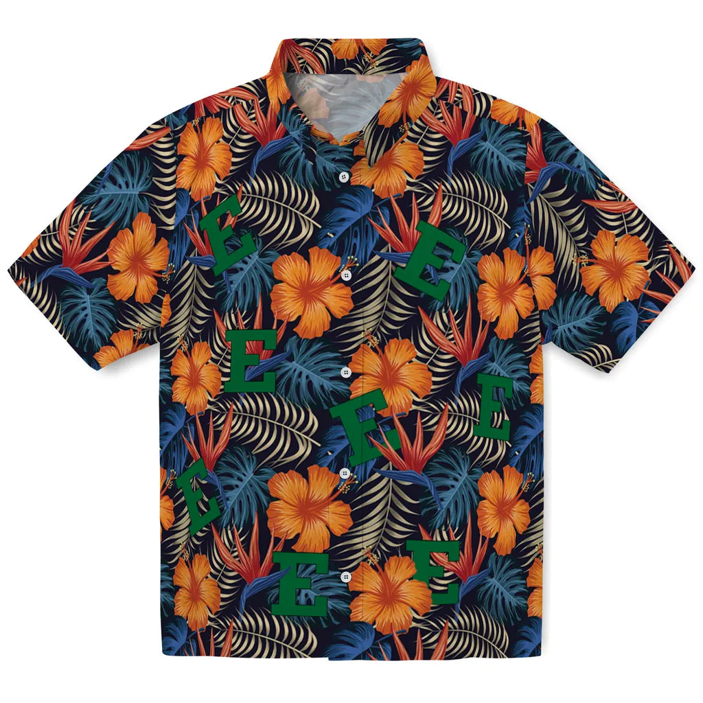 Eastern Michigan Eagles Hawaiian Shirt - Hibiscus Foliage | Hula Hawaiian Shirts