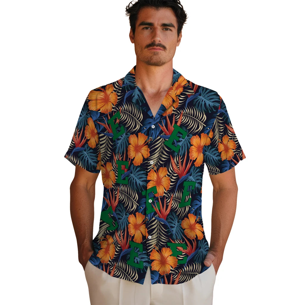 Eastern Michigan Eagles Hawaiian Shirt - Hibiscus Foliage | Hula Hawaiian Shirts