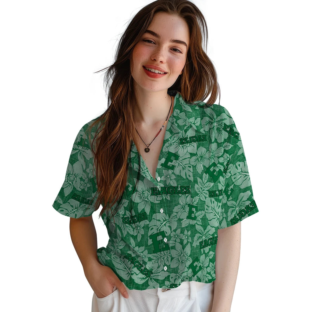 Eastern Michigan Eagles Hawaiian Shirt - Hibiscus Oasis | Hula Hawaiian Shirts