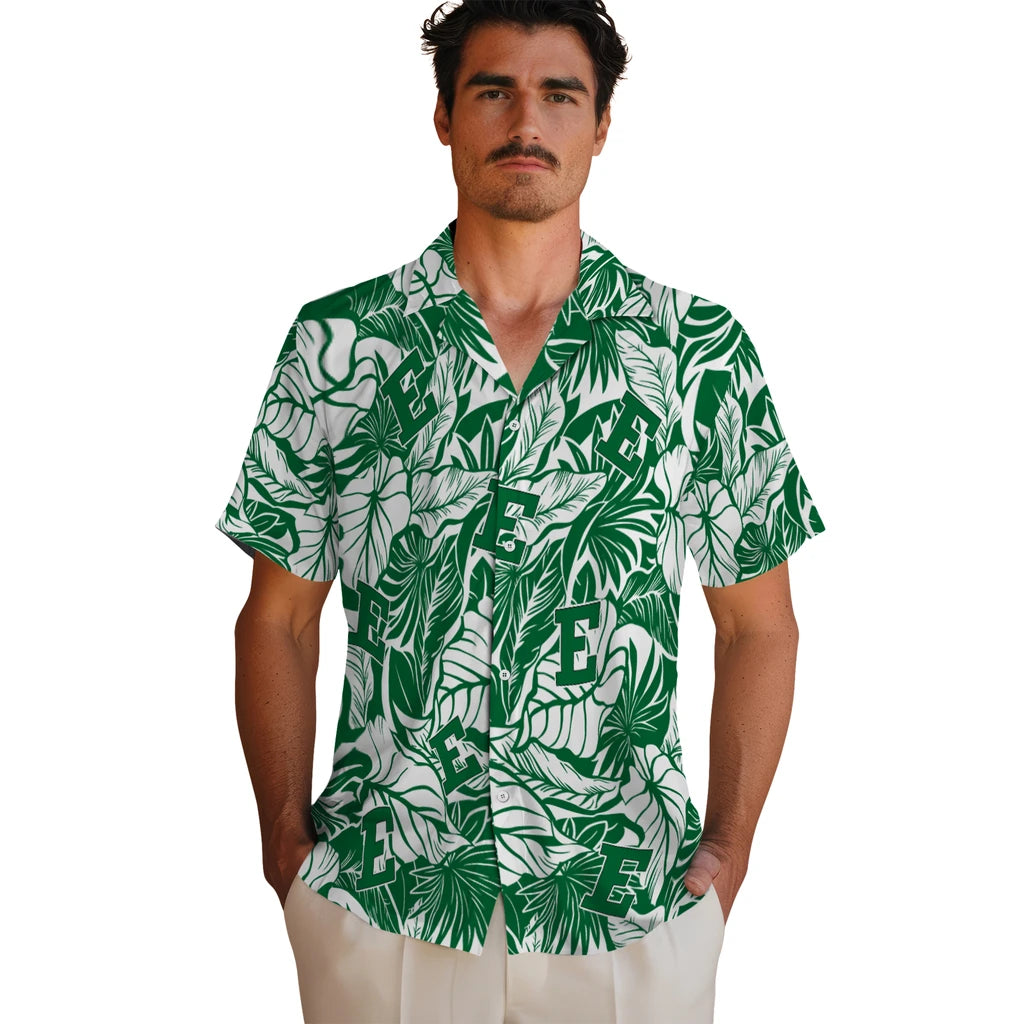 Eastern Michigan Eagles Hawaiian Shirt - Monstera Layer | Hula Hawaiian Shirts