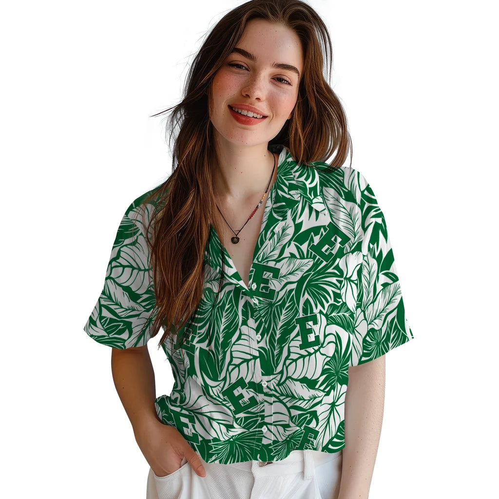 Eastern Michigan Eagles Hawaiian Shirt - Monstera Layer | Hula Hawaiian Shirts