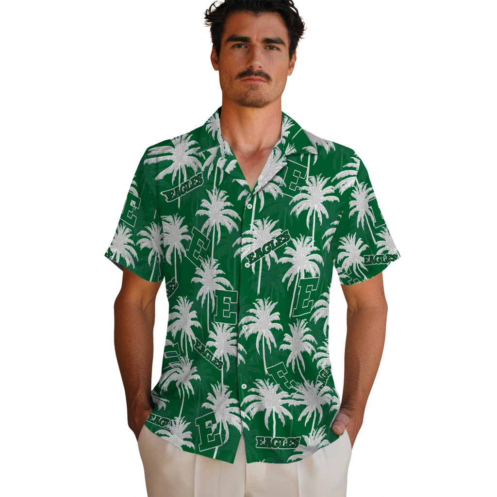 Eastern Michigan Eagles Hawaiian Shirt - Palm Tree Motif | Hula Hawaiian Shirts