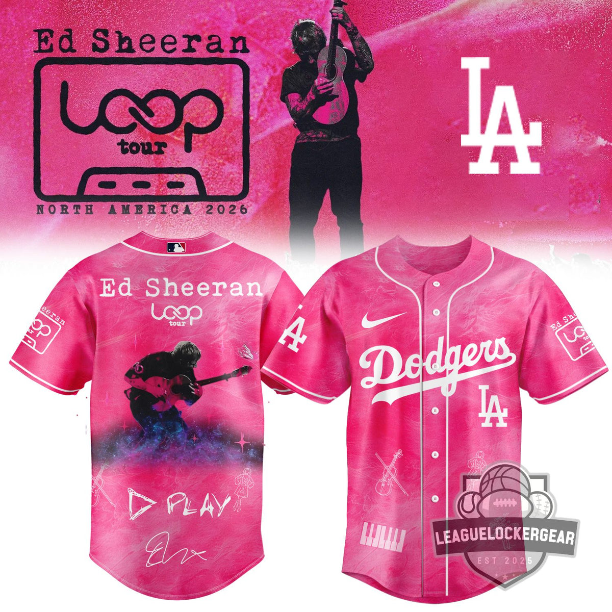Ed Sheeran Loop Tour North America 2026 All Team MLB Baseball Jersey - LeagueLockerGear