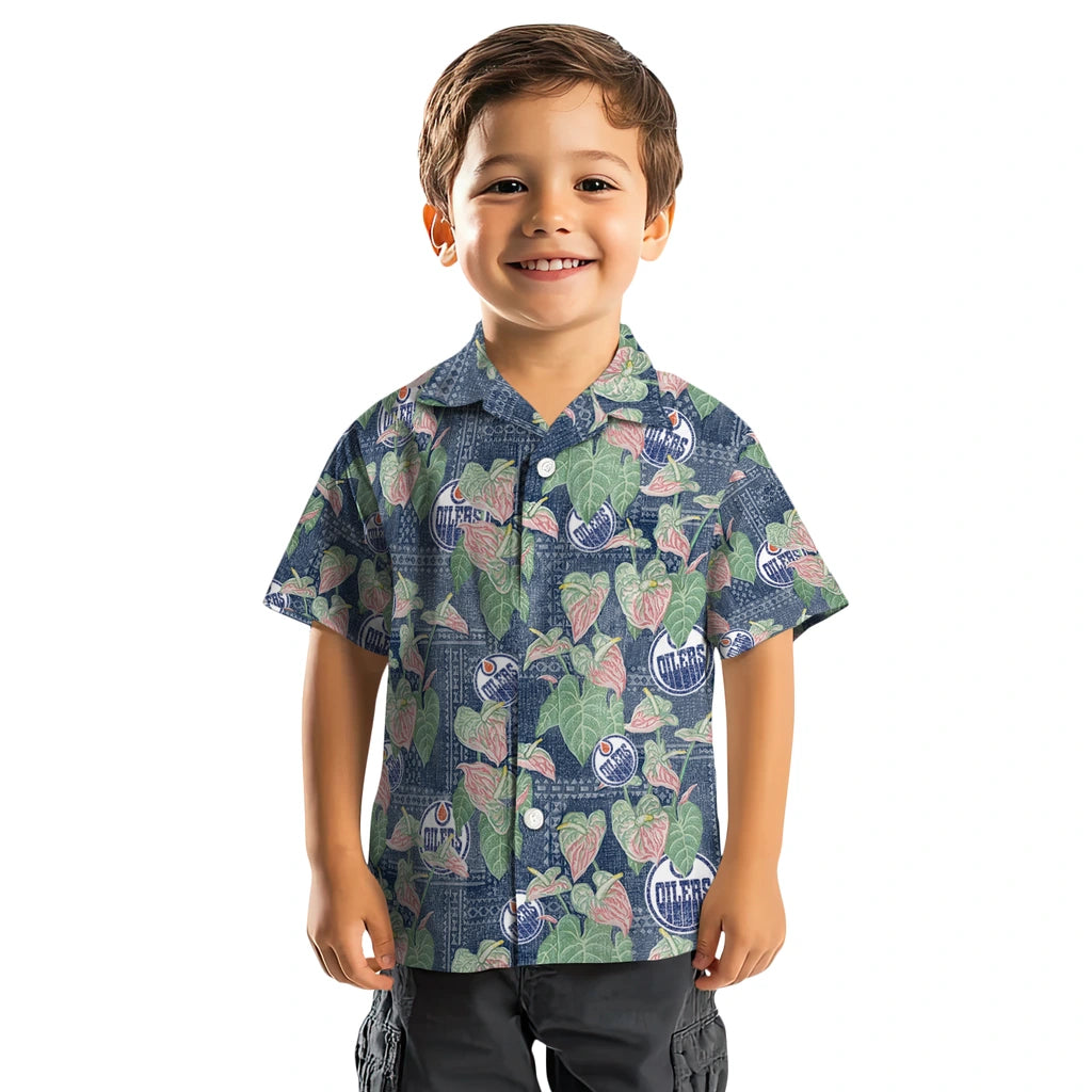 Edmonton Oilers Hawaiian Shirt - Anthurium Overlay | Hula Hawaiian Shirts