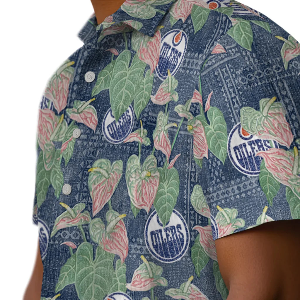 Edmonton Oilers Hawaiian Shirt - Anthurium Overlay | Hula Hawaiian Shirts