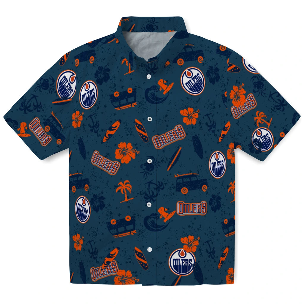Edmonton Oilers Hawaiian Shirt - Beach Vibe | Hula Hawaiian Shirts