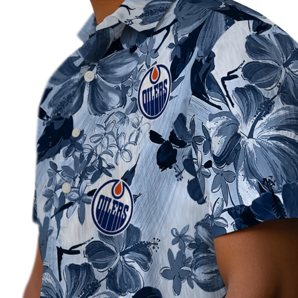 Edmonton Oilers Hawaiian Shirt - Hibiscus Arrangement | Hula Hawaiian Shirts