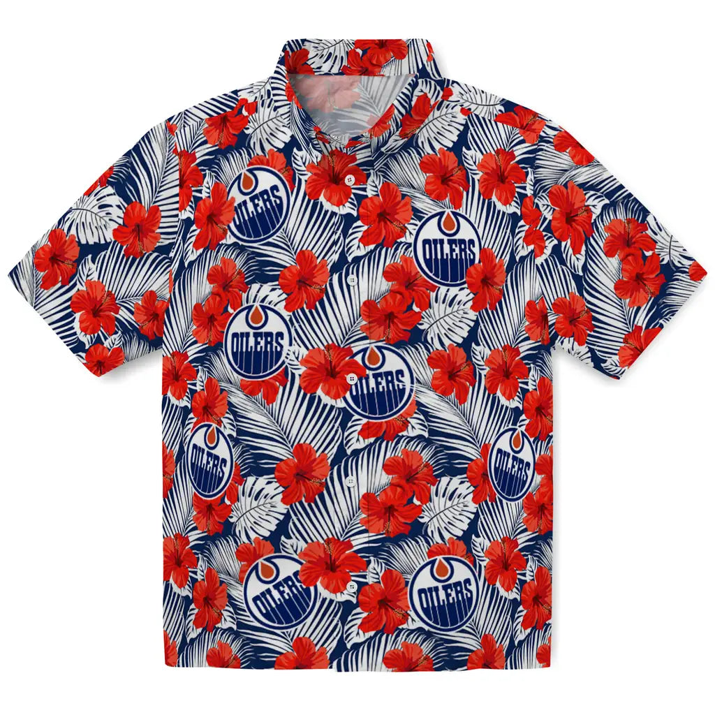 Edmonton Oilers Hawaiian Shirt - Hibiscus Fiesta | Hula Hawaiian Shirts