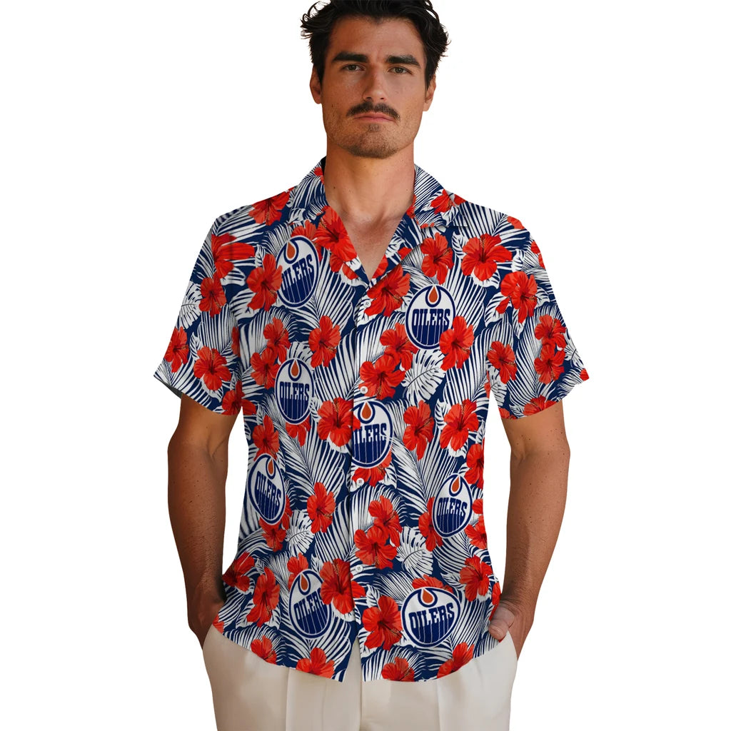 Edmonton Oilers Hawaiian Shirt - Hibiscus Fiesta | Hula Hawaiian Shirts