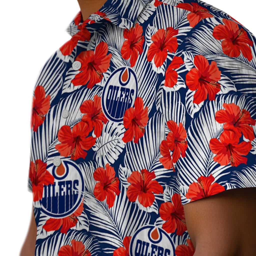 Edmonton Oilers Hawaiian Shirt - Hibiscus Fiesta | Hula Hawaiian Shirts