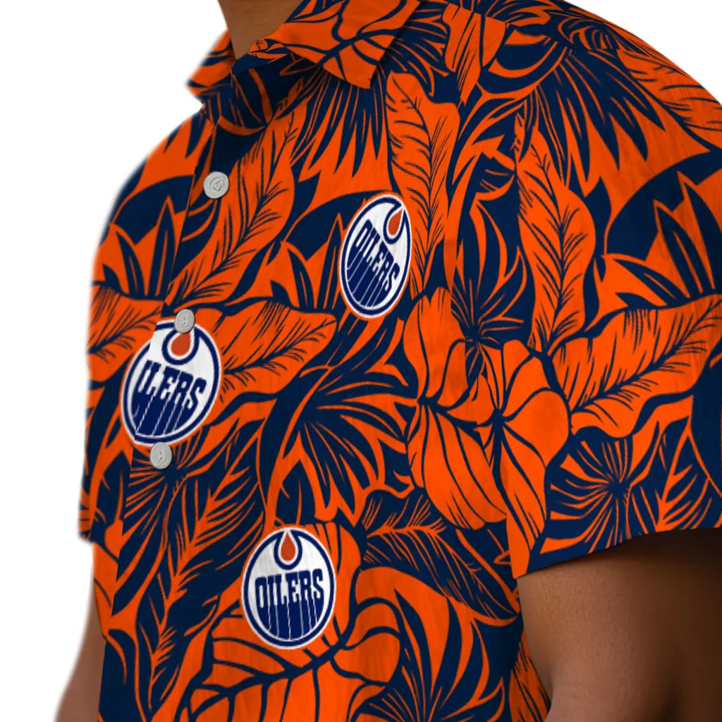 Edmonton Oilers Hawaiian Shirt - Monstera Layer | Hula Hawaiian Shirts