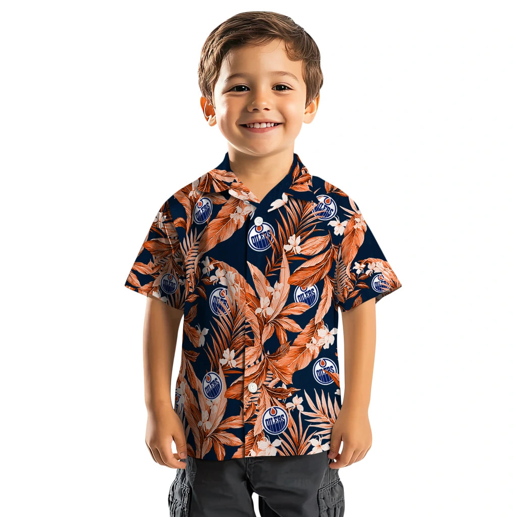 Edmonton Oilers Hawaiian Shirt - Palm Leaves | Hula Hawaiian Shirts