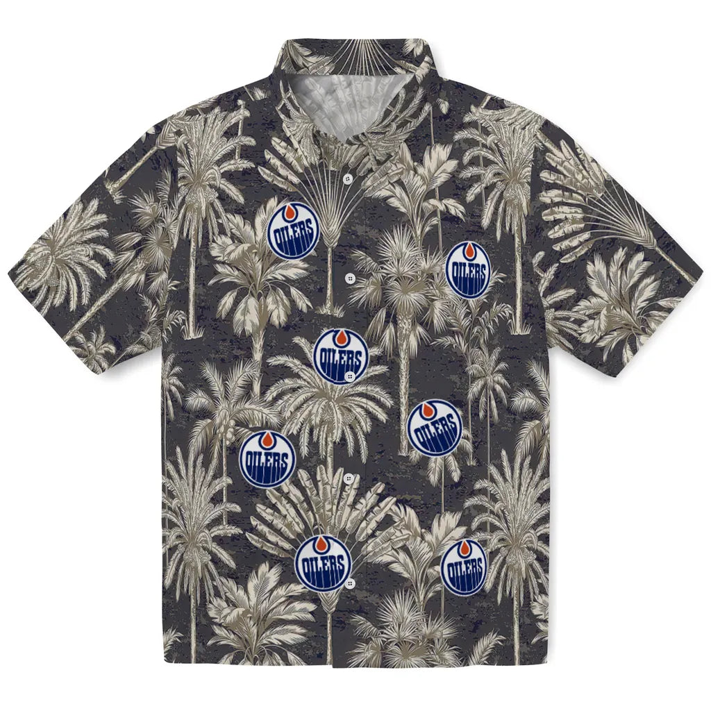 Edmonton Oilers Hawaiian Shirt - Vintage Palm Tree | Hula Hawaiian Shirts