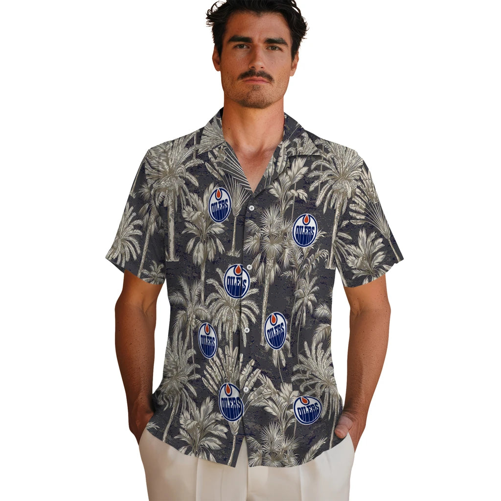 Edmonton Oilers Hawaiian Shirt - Vintage Palm Tree | Hula Hawaiian Shirts