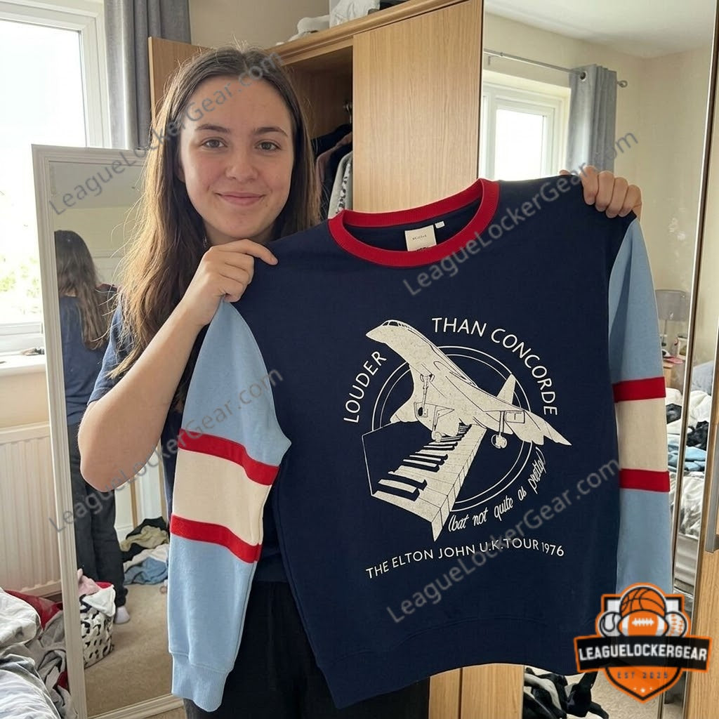 Olivia Rodrigo Pitchfork Elton John Uk Tour 1976 Louder Than Concorde Sweater - LeagueLockerGear