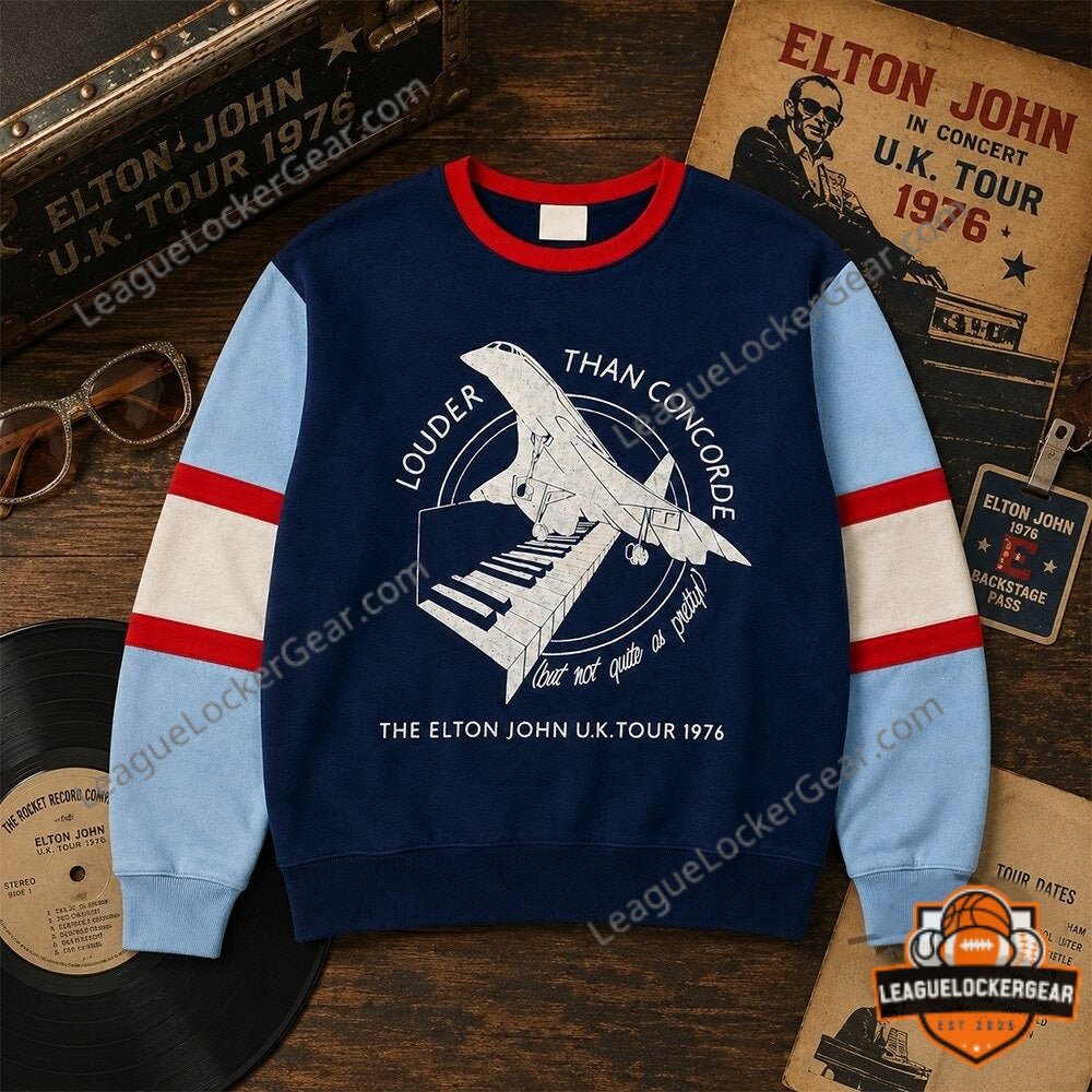 Olivia Rodrigo Pitchfork Elton John Uk Tour 1976 Louder Than Concorde Sweater - LeagueLockerGear