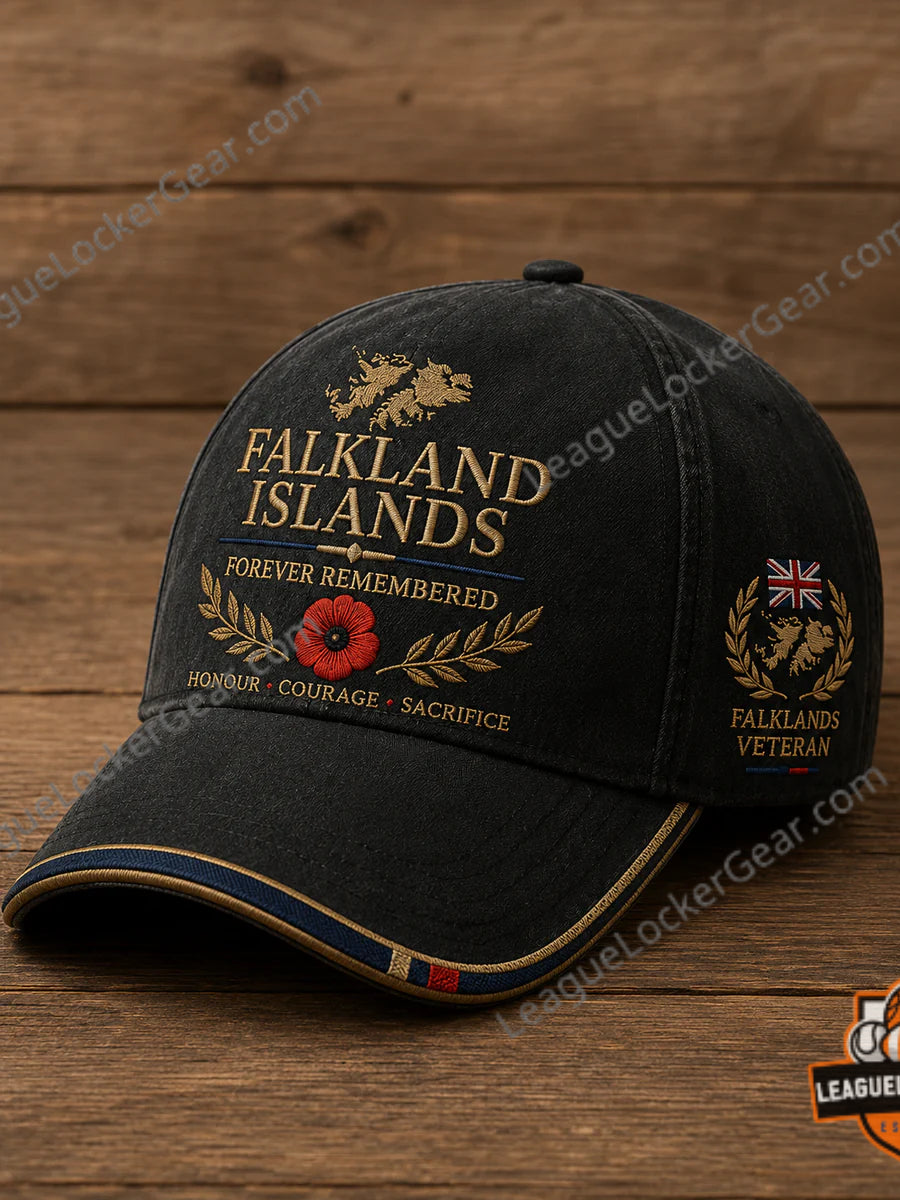 Falkland Islands Veteran Forever Remembered Poppy Baseball Cap - LeagueLockerGear