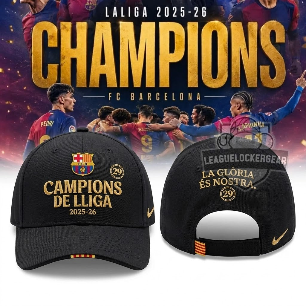 FC Barcelona LALIGA 2025-26 Champions Campiones De Lliga 29 Hoodie - LeagueLockerGear