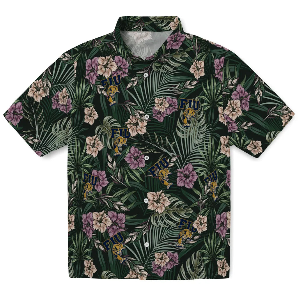 FIU Panthers Hawaiian Shirt - Hibiscus Leaves Pattern | Hula Hawaiian Shirts